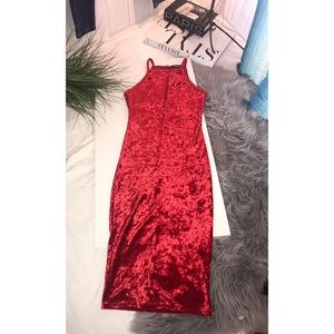Velvet Like Sexy Red Dress